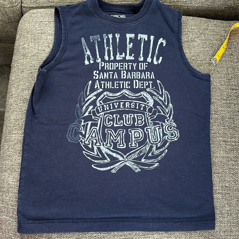 Cherokee Boys Medium 8/10 Navy Blue Santa Barbara Muscle Tank Top